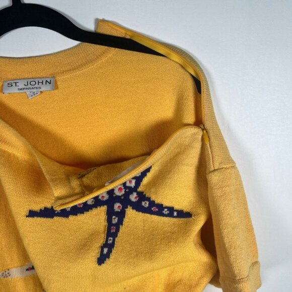 ST. JOHN SEPARATES Made in USA 🇺🇸 Starfish Print Knit Top Sz M & Shorts Sz 10 - Picture 14 of 16